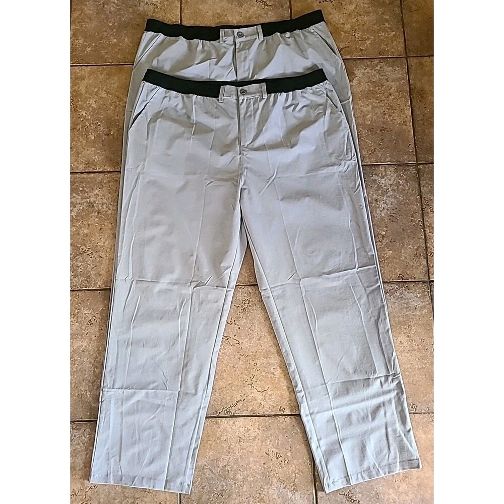2 Pairs Men's Golf Pants Stretch Dress Pants Quick Dry Lightweight Pants Preppy